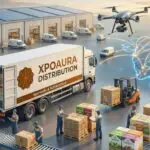 "XpoAura Distribution logo for a distributor of research-backed Ayurvedic formulations and organic wellness brands across India."